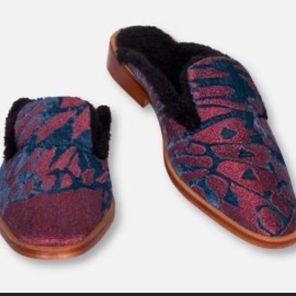 Free People Hieress Women’s Mules Butterfly Effect Fur Lined Shoe US 7 NIB - Picture 12 of 16